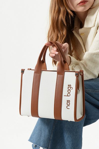 Nas Bag Geantă de umăr 1418 WHITE pentru femei, geantă de mână și geantă de cruce