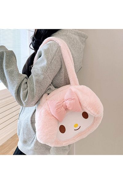 Miniso 2 Cute Sanrio Kuromi Plush Bag Large Handbag Cinnamoroll Kawaii My Melody Backpack Shoulder Bag Tot.