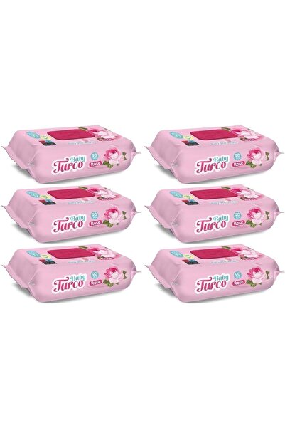 Baby Turco Islak Havlu Mendil 90 Yaprak Gül/rose 6 Lı Set 540 Yaprak Plastik ...