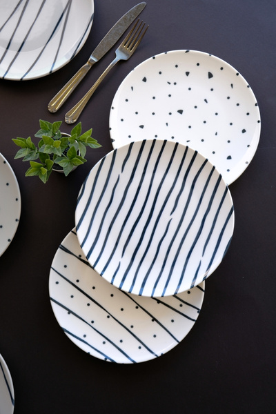 tabakevi 20cm 6-Person Porcelain Dash Cake Plate Tvl6Ptprs1108