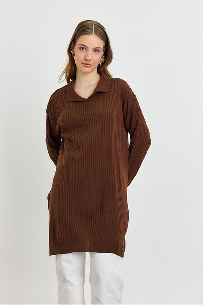 Rays 5410 Polo Neck Tunic Καφέ