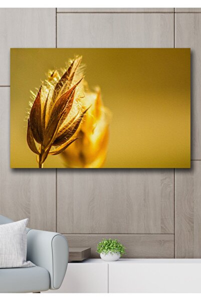 Hediyeler Kapında Sarı Filiz Kanvas Duvar Tablo 90x130 cm
