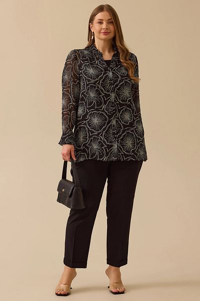 Gala-Xi Plus Size Women's Chiffon Gümüşhane 4016 Black