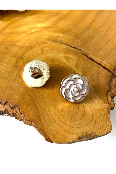 canan dizayn White Mined Gold Flower Button 18 mm (28 Size) 15 Pieces