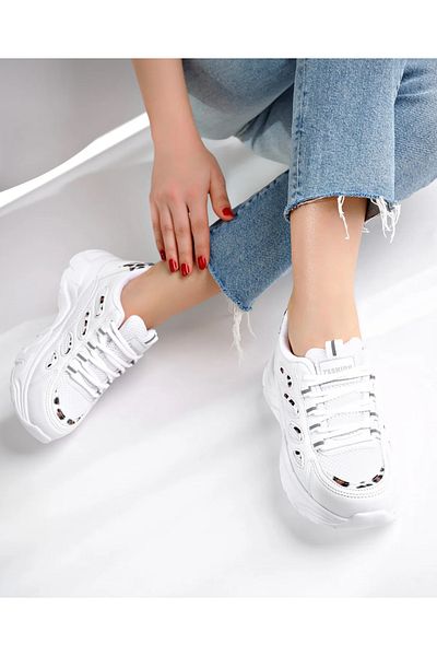 Hızlı Al Pantofi sport ultra ușori cu model leopard alb