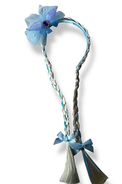 TAKIŞTIR Coroană pentru copii împletită cu panglică de culoare albastră