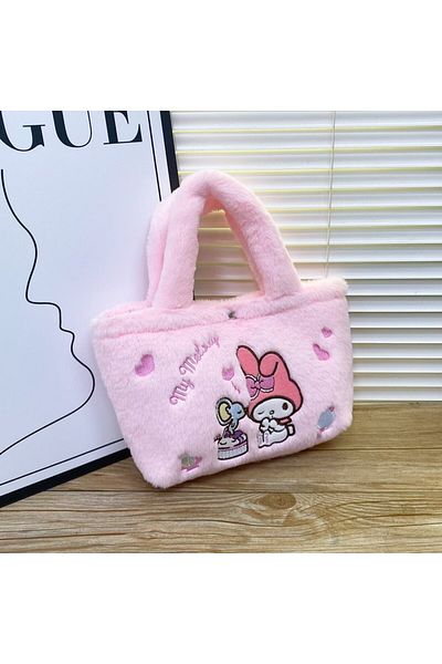 Miniso 3 Kawaii Sanrio Kuromi Hello Kitty Plush Bag Cinnamoroll Handbag Tote Plushie Shoulder Messenger Ba.