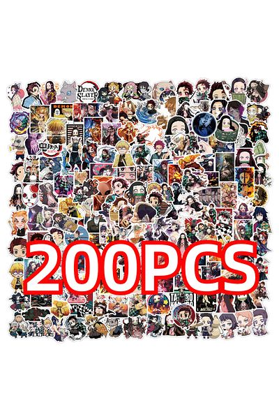 BANDAI 200PCS Demon Slayer 100/200pcs Cartoon Anime Demon Slayer Stickers for Laptop Suitcase Skateboard Gu