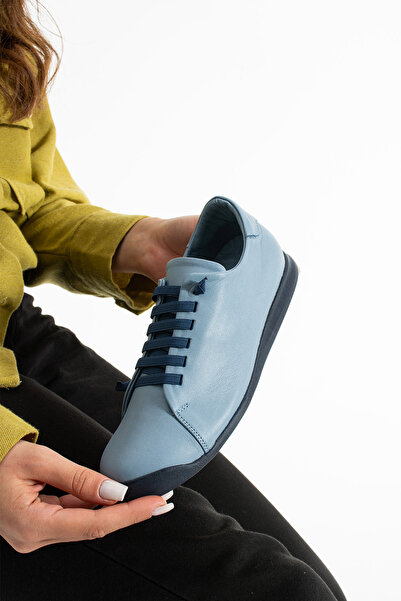 Getcho Hand Women's Genuine Leather Navy Blue Casual Shoes