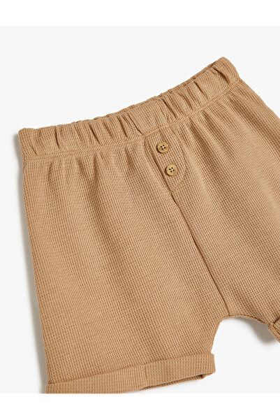 Koton Elastic Waist Button Detailed Cotton Basic Shorts