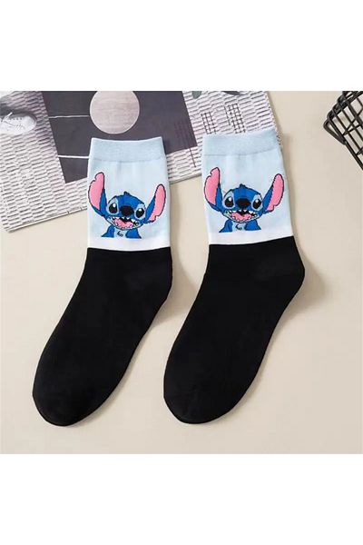 Miniso A1 Stitch Disney Anime Lilo & Stitch Cotton Midtube Stockings Socks Cartoon Stitch Dolls Stockings B