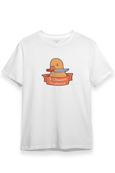 Kendim Seçtim Unisex bela T-shirt - "Biram nasilje" žuta patka SweetFunny tekst