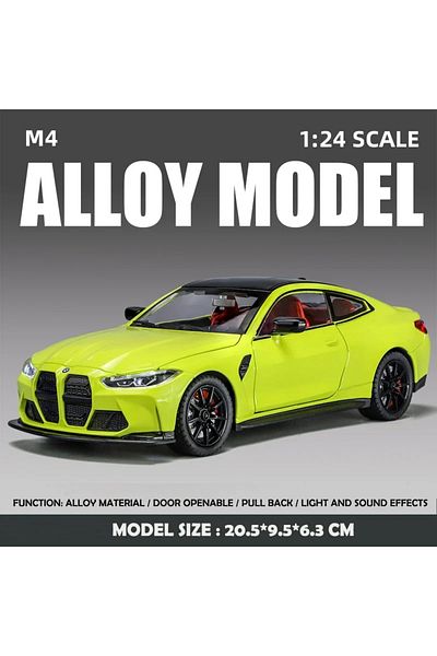 Choice3 Yellow Alloy 1:24 Scale BMW M4 Sport Car Model Simulation Diecast Toy Vehicle Collection Home Decor