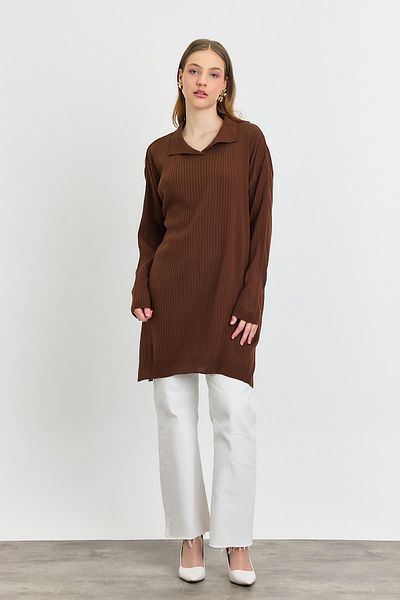 Rays 5410 Polo Neck Tunic Καφέ