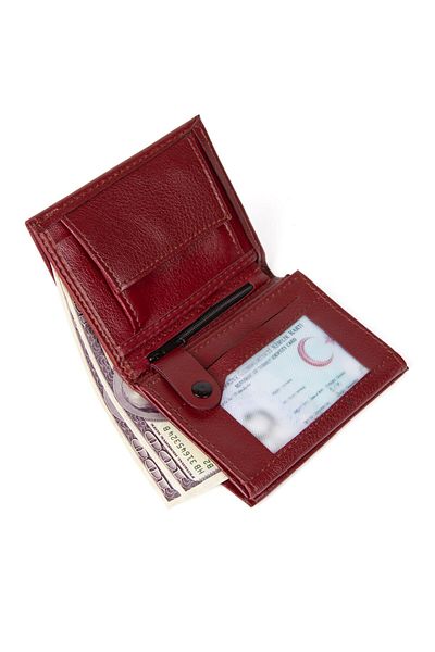 Newish Men's Faux Leather Burgundy Wallet Card Holder with Coin Compartment