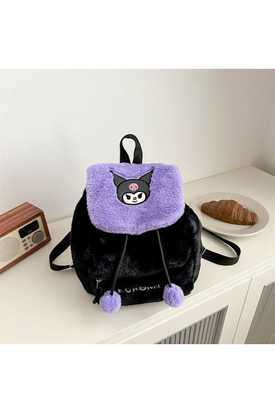 Choice1 Kuromi Sanrio Plush Schoolbag Hello Kitty Furry Bag Cute Cartoon Fluffy Satchel Tote Backpack Kawaii