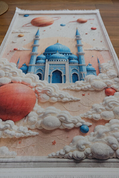 aymira home Digital Printed Non-Slip Base Artificial Intelligence Design Educational Small Child Prayer Mat Prayer Mat 60 X 100