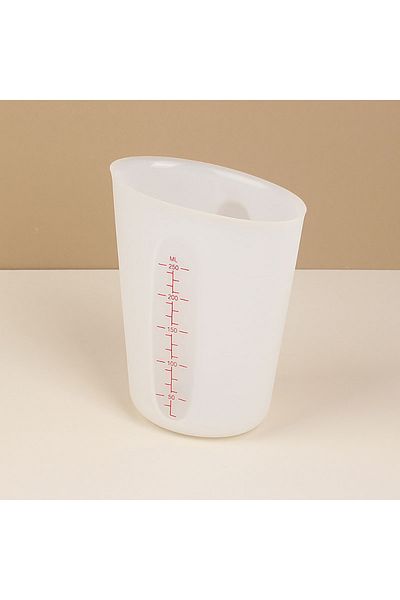 choice2 white 250ml 1PC Silicone Measuring Cup with Scale Transparent Measuring Cup Heat Resistant Soft Meas