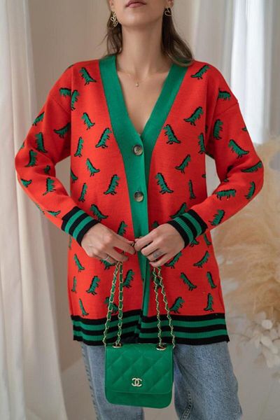 Femella Women Fashion Cardigan cu model portocaliu