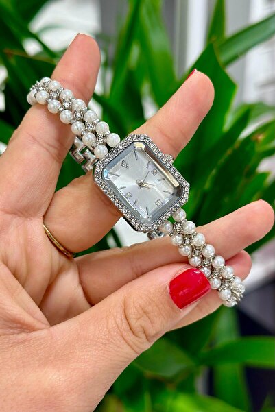 DEEPORA İNCİLİ KARE VİNTAGE KOL SAATİ (Hediyeli)