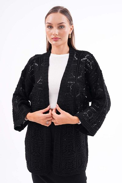 ŞİMAL Women's Open Front Patterned Knitwear Knitted Cardigan 245046   -
