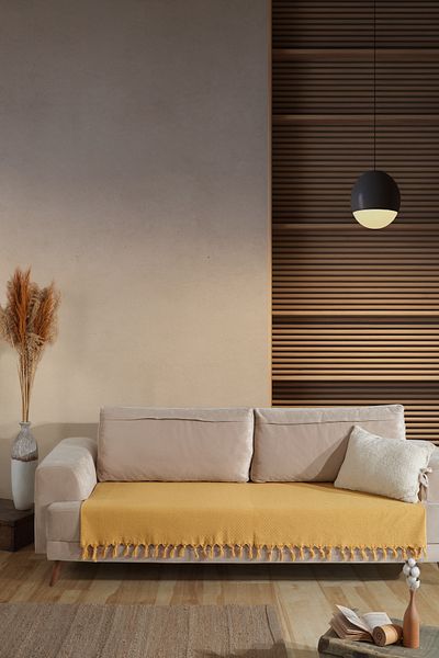 LADYNİL 115X200 Seat Cover Covering the Sitting Area |   Non-Slip, Stylish and Washable Design Mustard