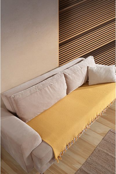 LADYNİL 115X200 Seat Cover Covering the Sitting Area |   Non-Slip, Stylish and Washable Design Mustard