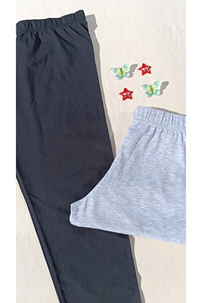 siyalife Women's Gray, Black Color Basic 2-Piece Capri Short Leggings with Elastic Waist