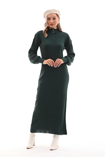 ŞİMAL Kadın Fermuar Detaylı Uzun Elbise 245032 -