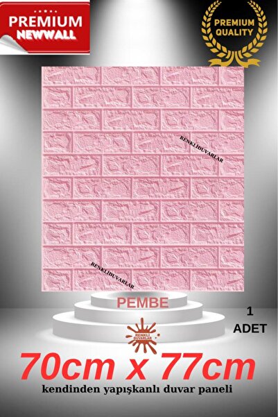 Renkli Duvarlar 70cm x 77cm 1Adet Yapışkanlı Pembe Sünger Duvar Paneli 3D Kabartmalı Ofis Karavan Salon Duvar Kağıdı