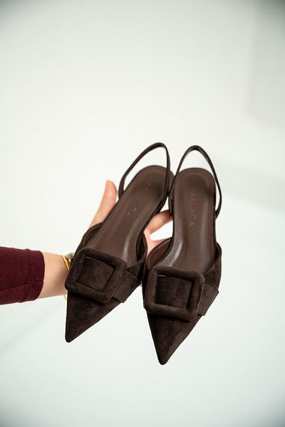 LAMİNTA Γυναικεία παπούτσια με τακούνι Nicole Bitter Brown Suede Buckle