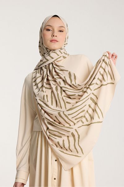 PURESCARFS Pure Tone Shawl - V Pattern - Beige - Khaki