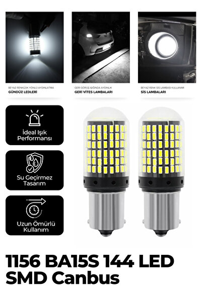 Kingstar P21w SMD 1156 144 Ledli Ultra Parlak Geri Vites Park Ampül Tek Duy B...