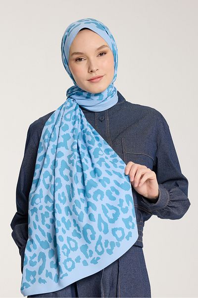 PURESCARFS Şal Pure Tone - Model Leopard - Albastru Baby - Albastru