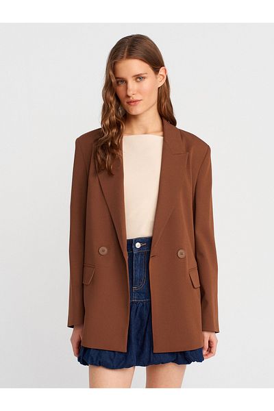 Dilvin 60759 Blazer Jacket-Ανοιχτό καφέ