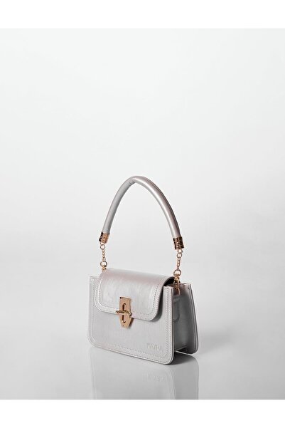 Kayra Metal Aksesuarlı Omuz Çantası Gümüş
