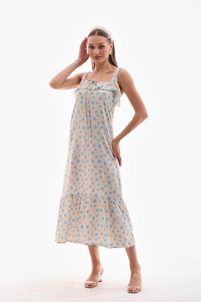 ŞİMAL Rochie lungă de damă cu volane cu imprimeu floral
