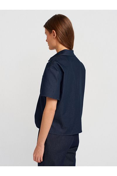 Dilvin 50499 Short Sleeve Chest Pocket Shirt-Navy Blue