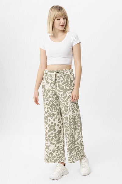 ŞİMAL Women's Patterned Wide Leg Trousers 250028   -
