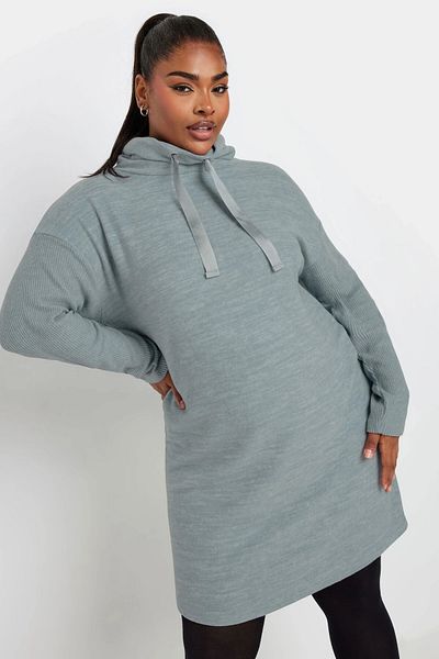 Stil Diva Plus Size Long Sleeve Hooded Soft Textured Sweatshirt Dress 303590