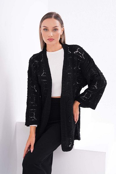 ŞİMAL Women's Open Front Patterned Knitwear Knitted Cardigan 245046   -