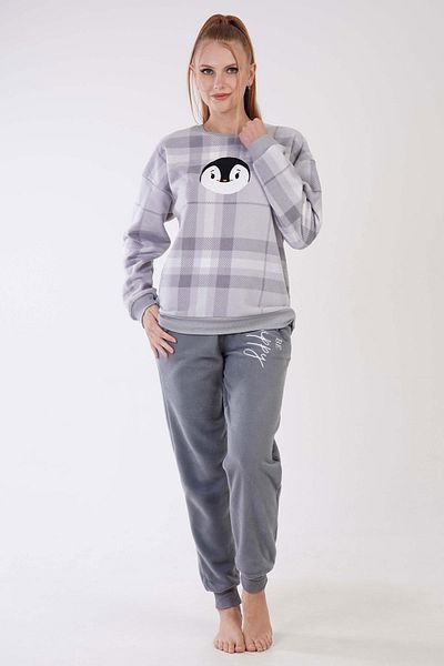 VİENETTA Vienetta Man Smoked Women's Long Sleeve Fleece Pajama Set