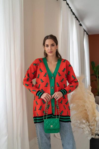 Femella Women Fashion Cardigan cu model portocaliu