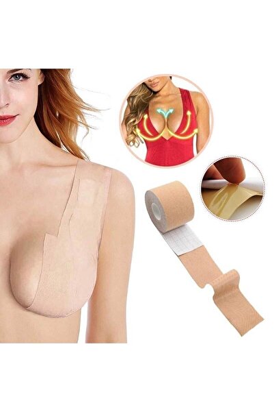 megev medikal Dikişsiz Göğüs Kaldırma Bant Görünmez Örtüsü Silikon Straplez Push Up Sütyen