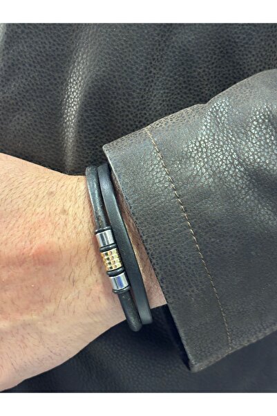 BONCADAS سوار جلدي بقفل مغناطيسي مع جهاز فولاذي