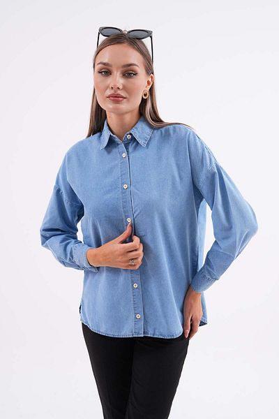 ŞİMAL 245052   Cămașă oversize din denim model pentru femei