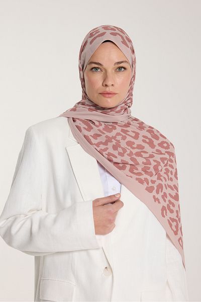 PURESCARFS Leopard Patterned Pure Tone Shawl - Latte & Nude