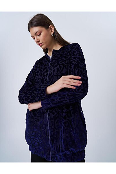 Kayra Μωβ μπουφάν με μοτίβο με λαιμόκοψη