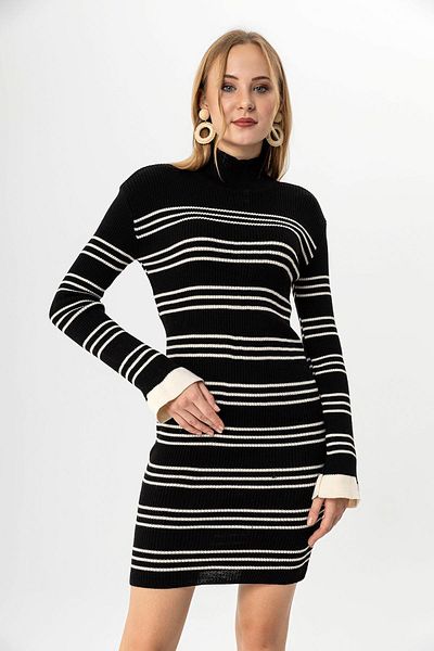 ŞİMAL Rochie tricotată pentru femei Half Fisherman Stripe