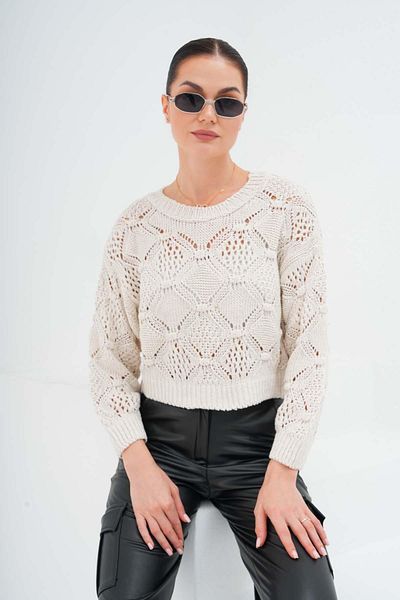 ŞİMAL Pulover tricotat pentru damă, cu modele de diamante, cu pompon 250343   -